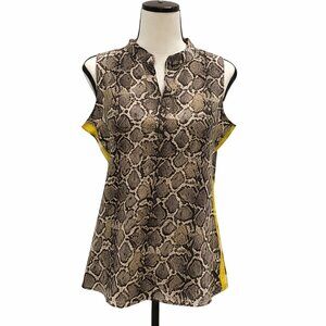 Alison Andrews Animal Print Tank Top Brown and Yellow, Size Small